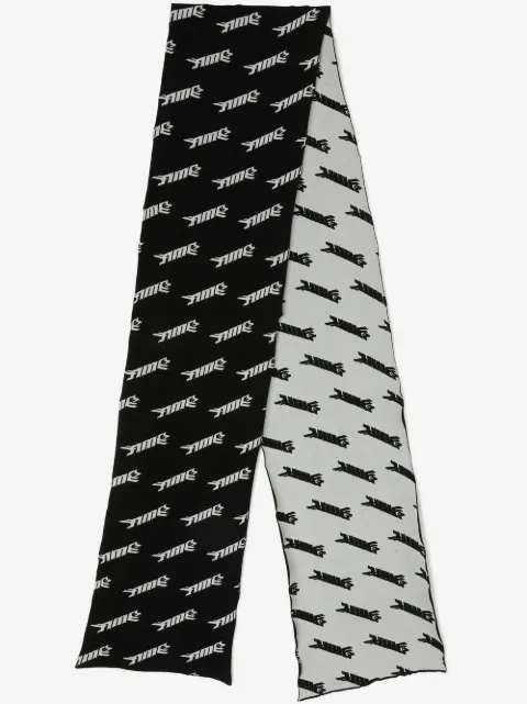 AMBUSH intarsia logo-knit virgin wool-blend scarf