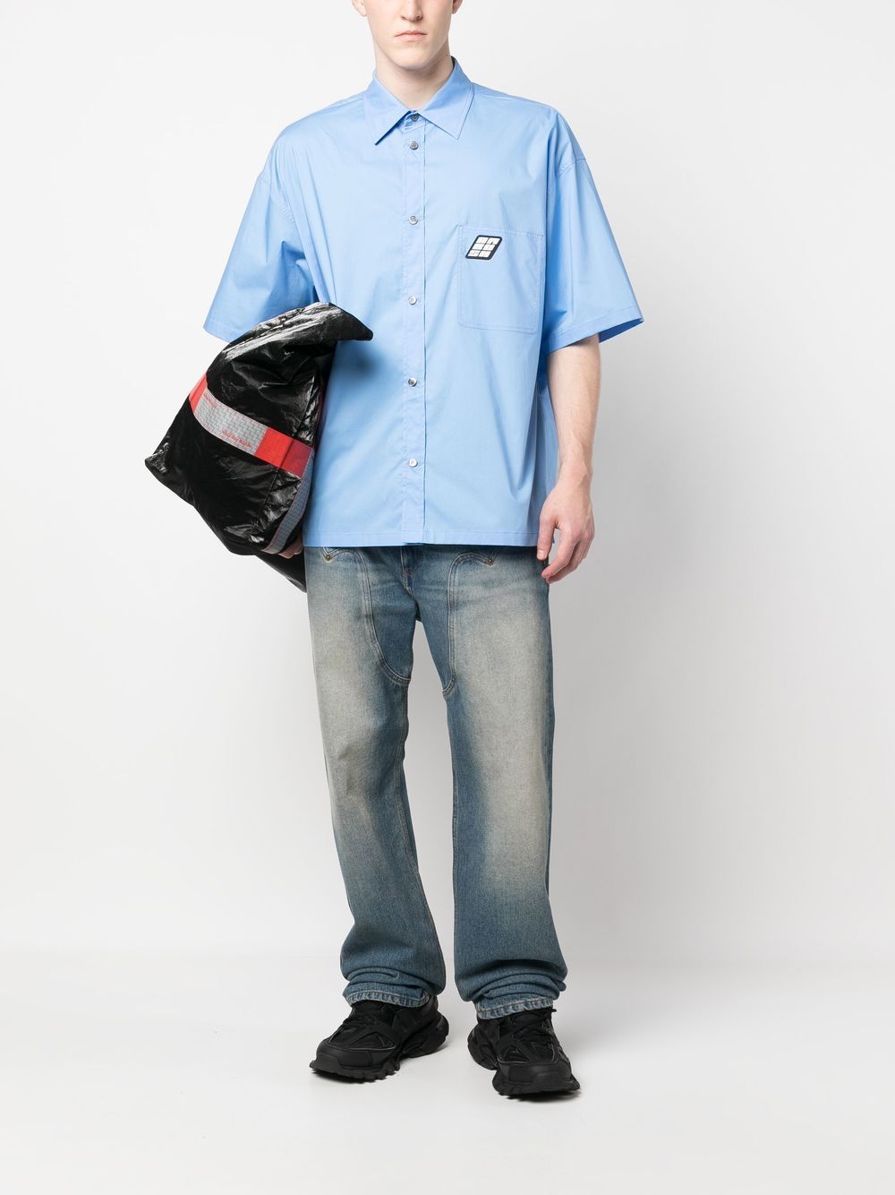 Shop Ambush Buttoned Bowling Shirt In Blue