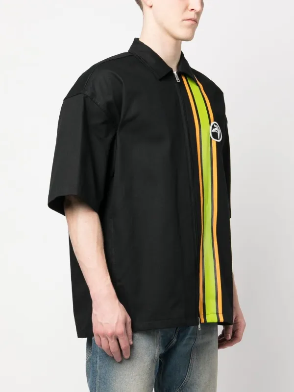 AMBUSH ジップアップ ストライプ シャツ | ブラック | FARFETCH JP