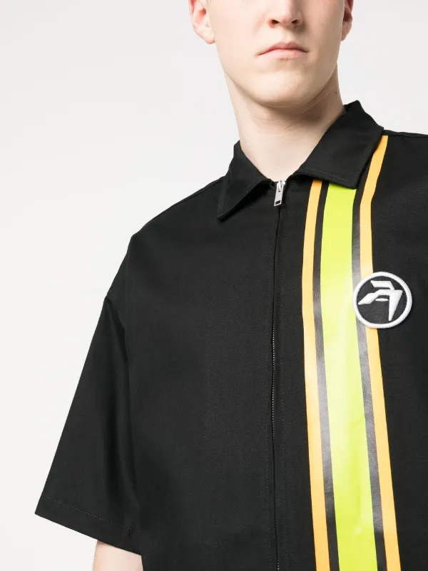 AMBUSH ジップアップ ストライプ シャツ | ブラック | FARFETCH JP