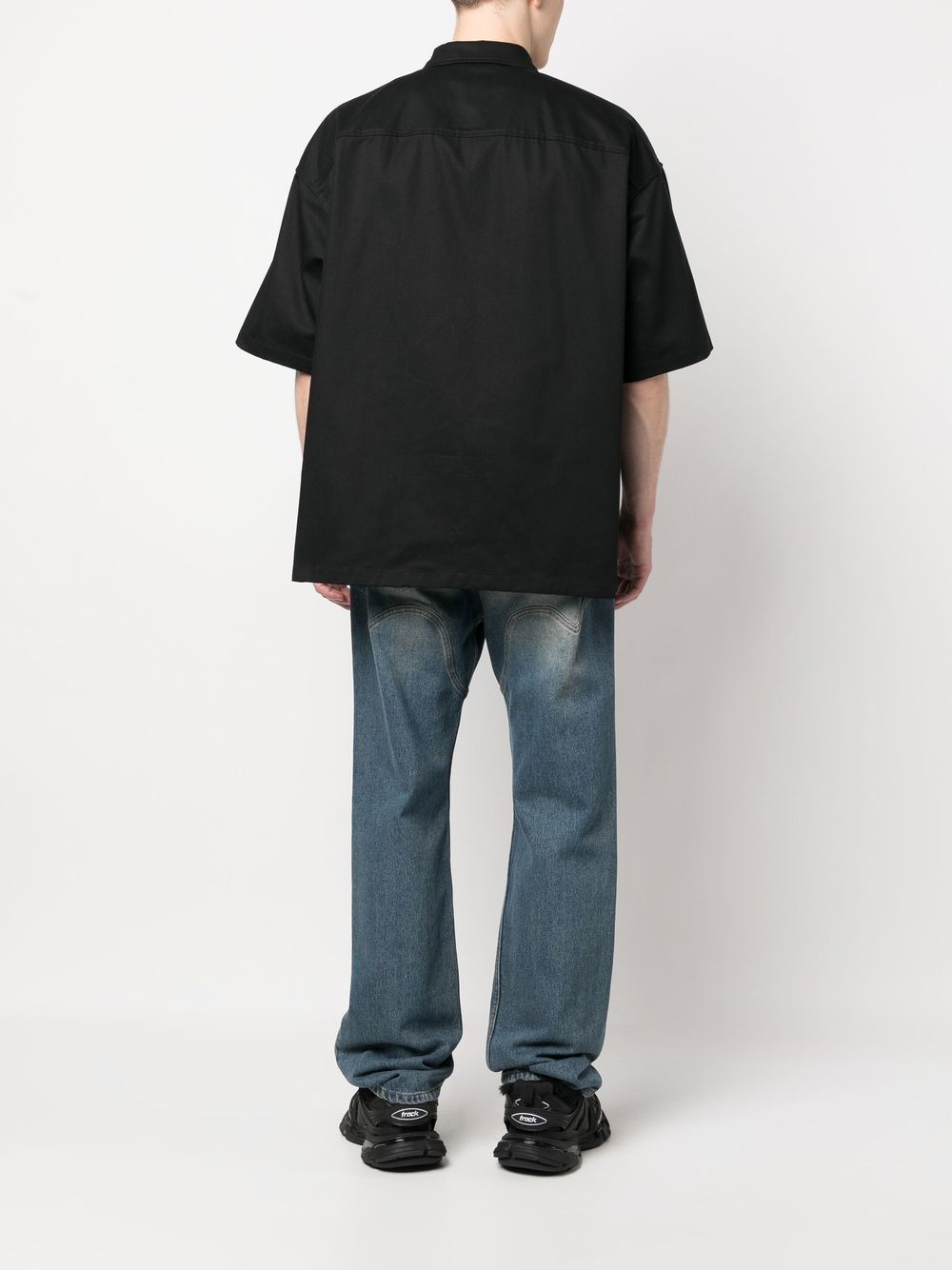 Shop Ambush Striped Short-sleeve Zipped Shirt In Black