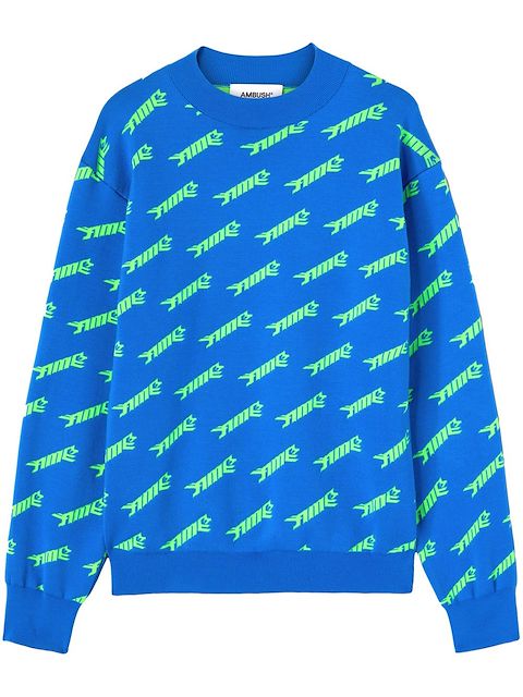 AMBUSH logo-intarsia crew-neck jumper