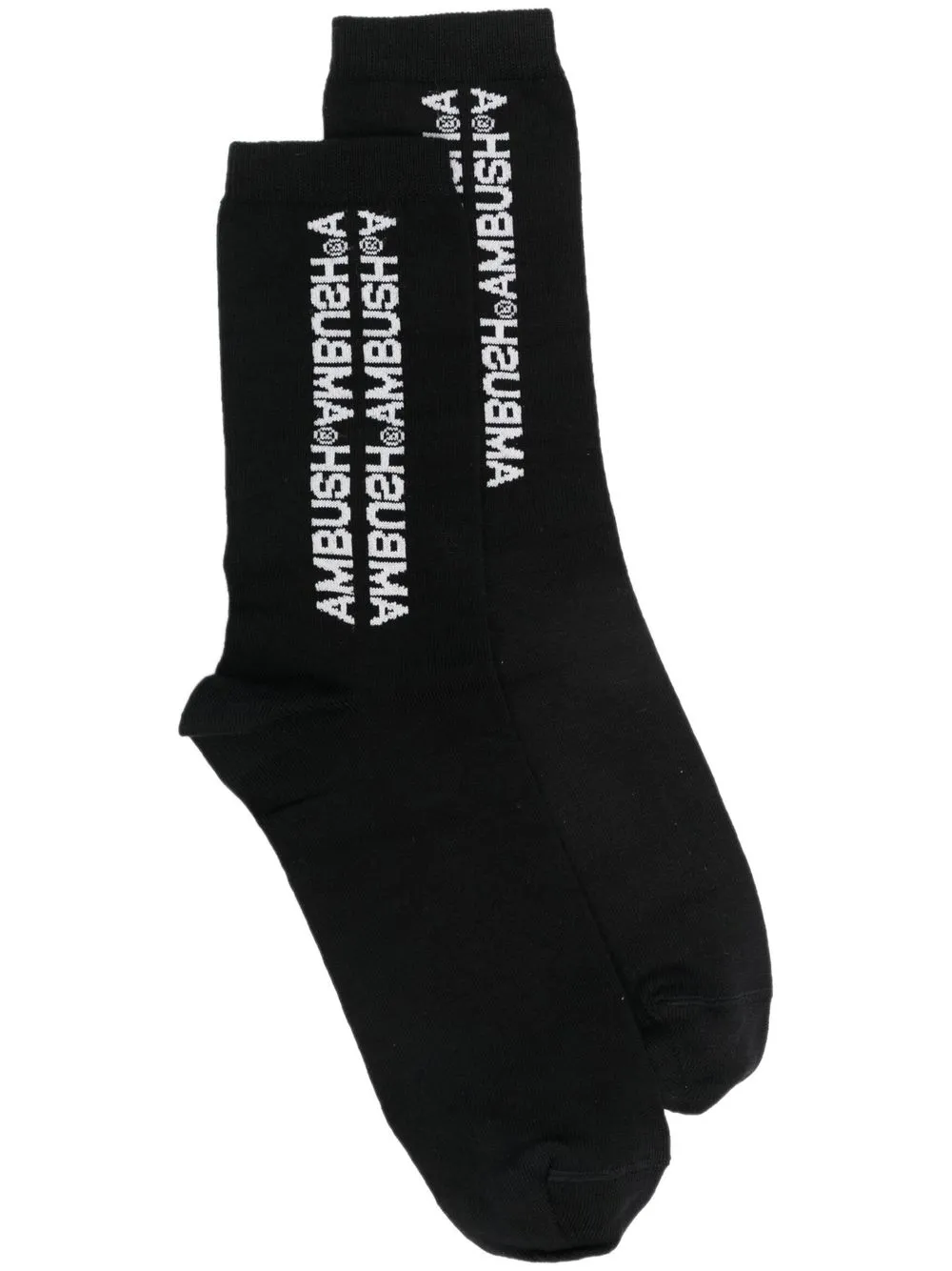 AMBUSH logo-jacquard ribbed-trim socks | Black | Image 1