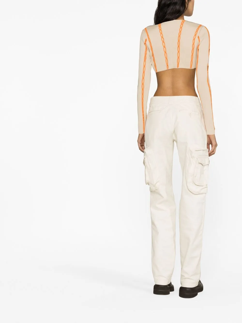 AMBUSH CONTRAST-TRIM CROPPED CARDIGAN
