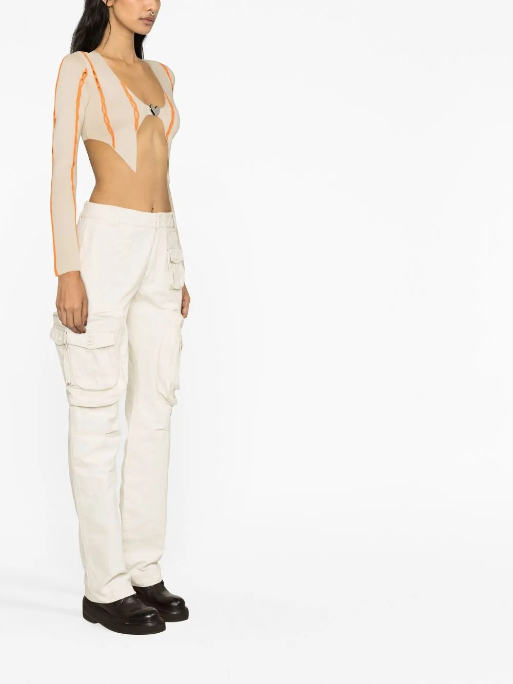 AMBUSH CONTRAST-TRIM CROPPED CARDIGAN