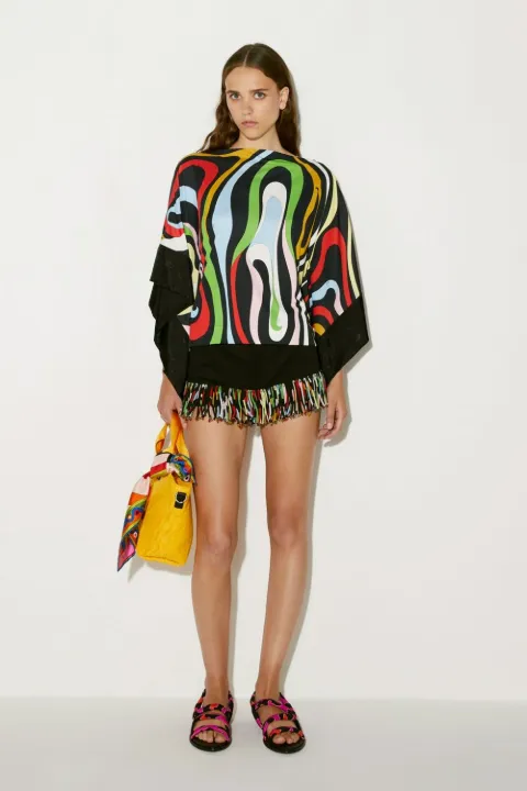 Marmo-Print Kaftan Top