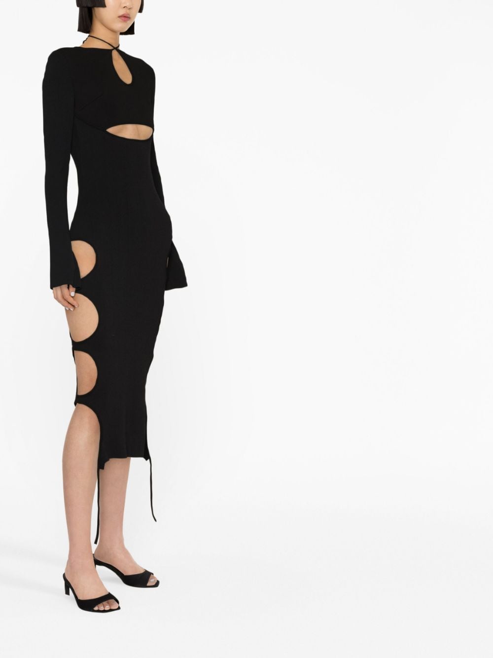 Shop Andreädamo Cut-out Detail Knitted Dress In Black