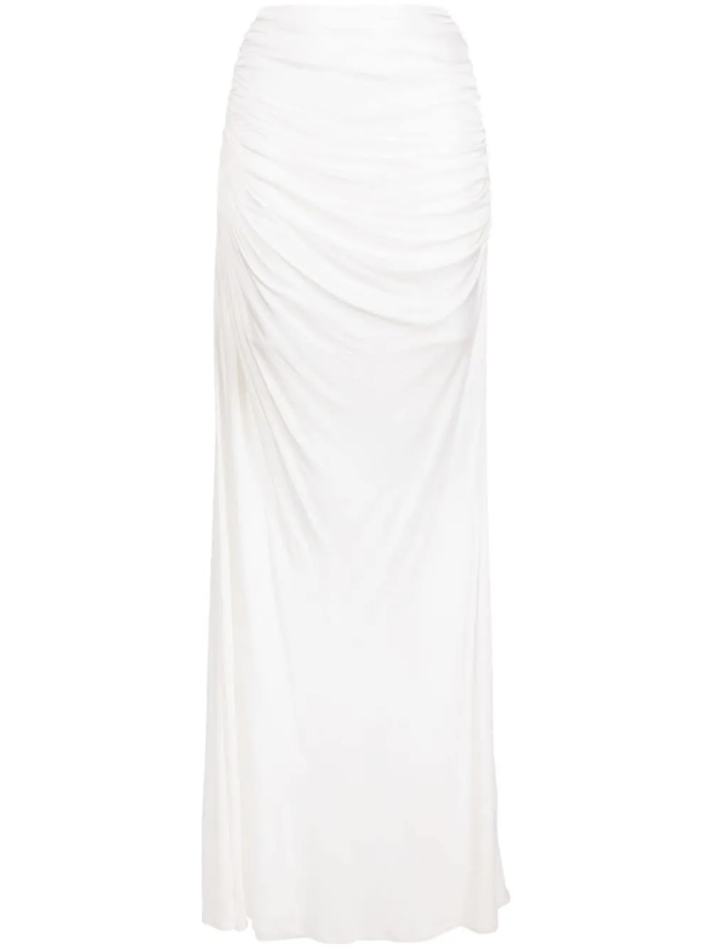Andreädamo White Draped Long Skirt In White