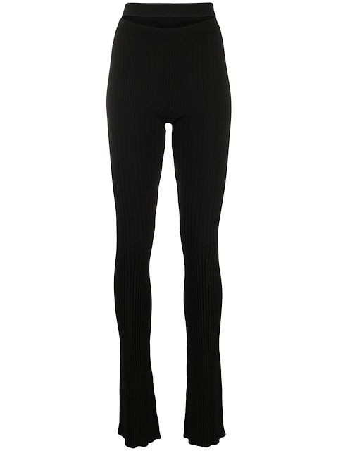 ANDREĀDAMO cut-out ribbed-knit flared trousers