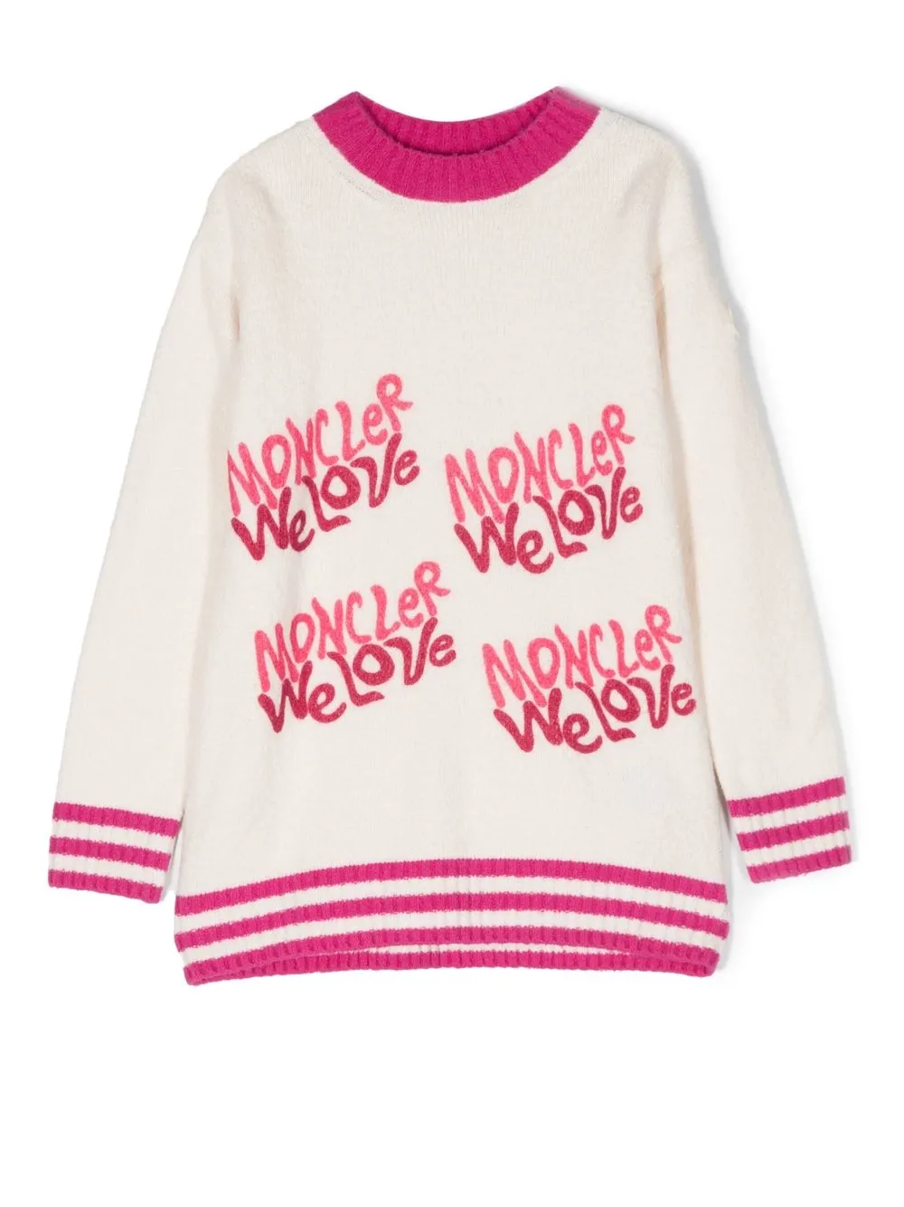 

Moncler Enfant graphic-print striped-edge jumper - Neutrals