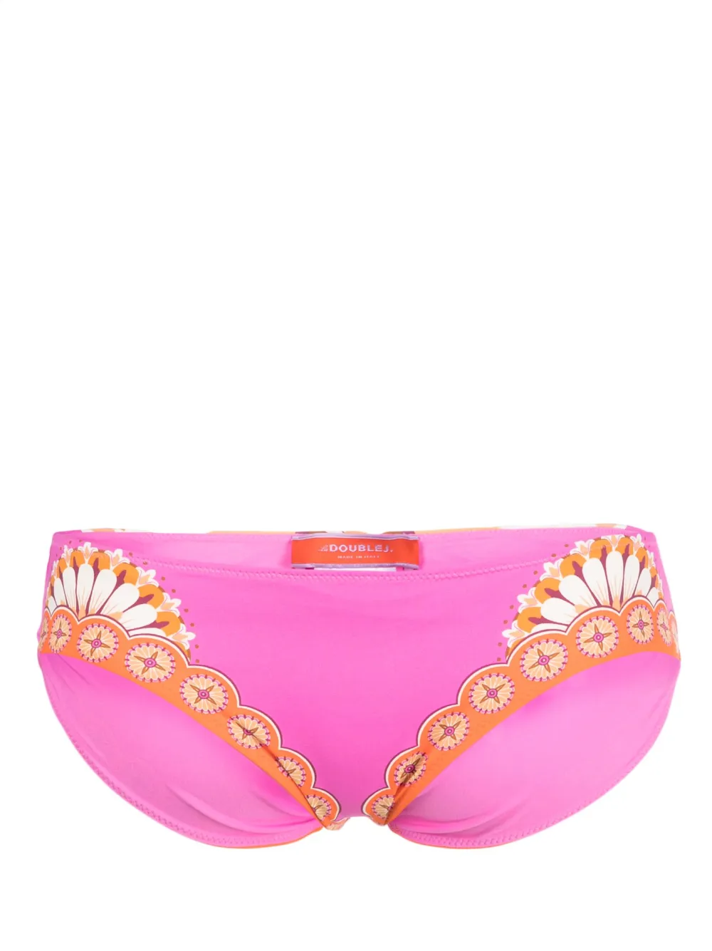 La Doublej Sunset Floral-print Bikini Briefs In Pink