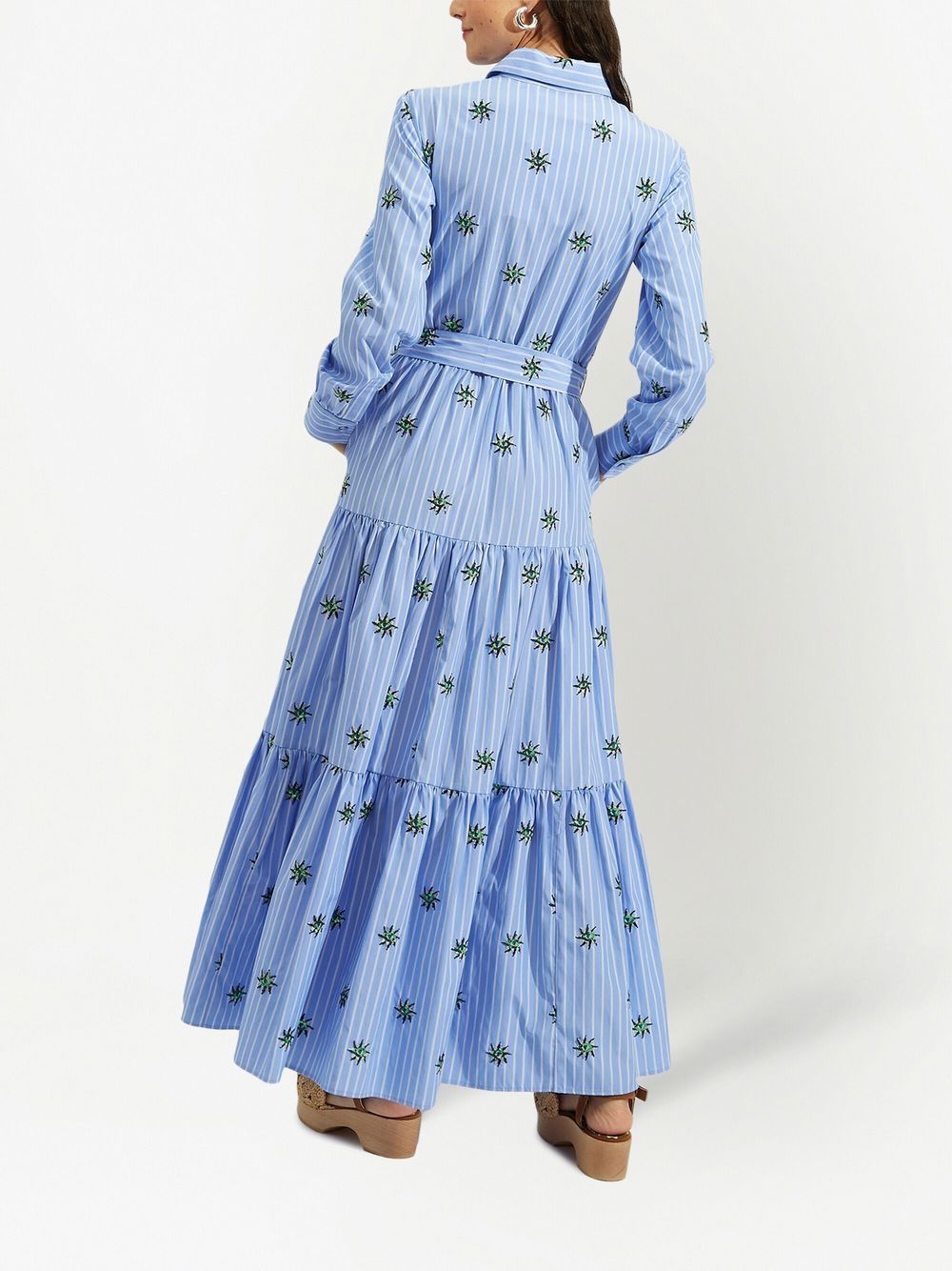 Shop La Doublej Long-sleeve Tied-waist Dress In Blue