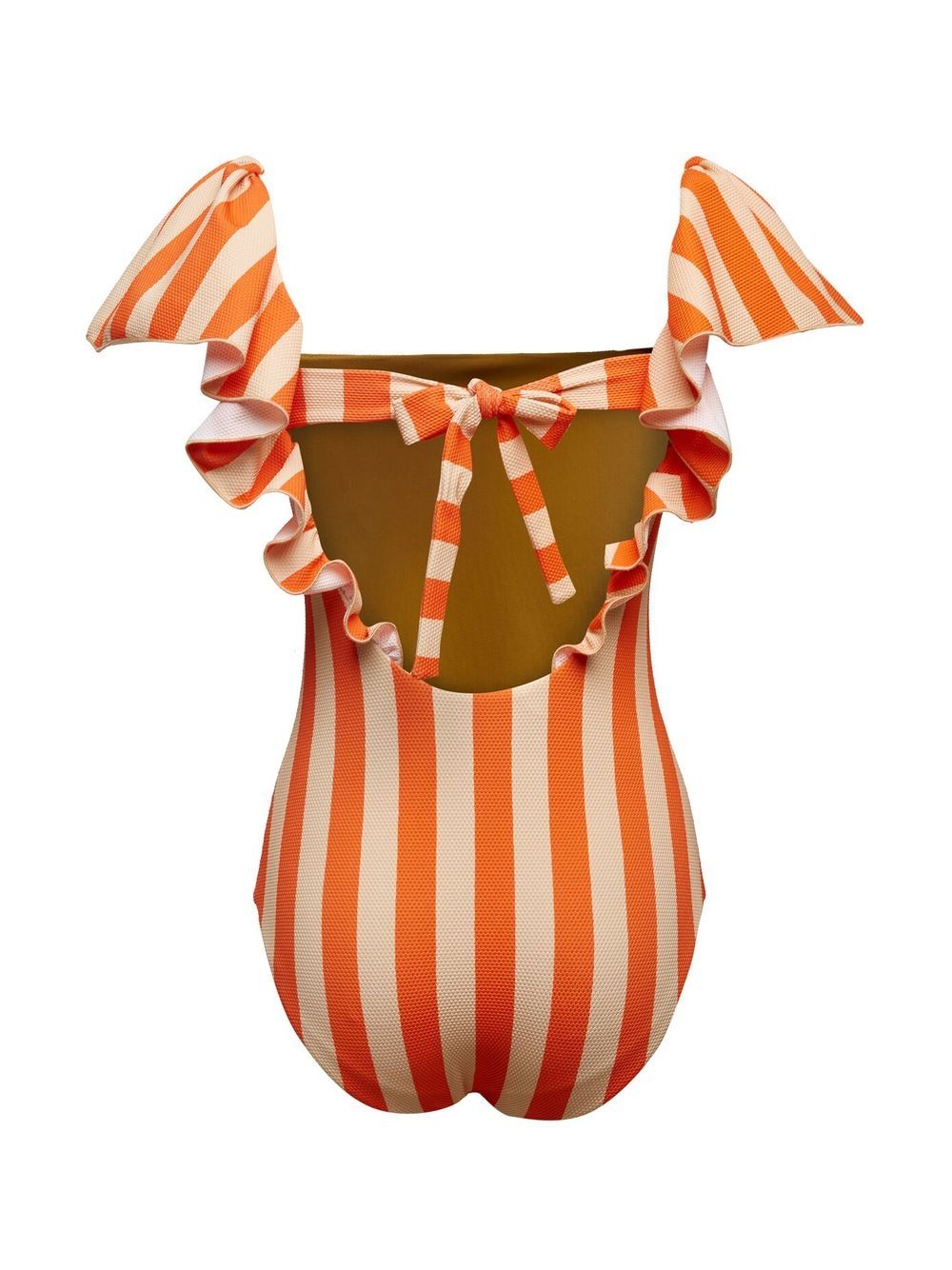 Shop La Doublej Scarlett Striped Swimsuit In Orange