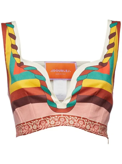 La DoubleJ colour-block printed crop top