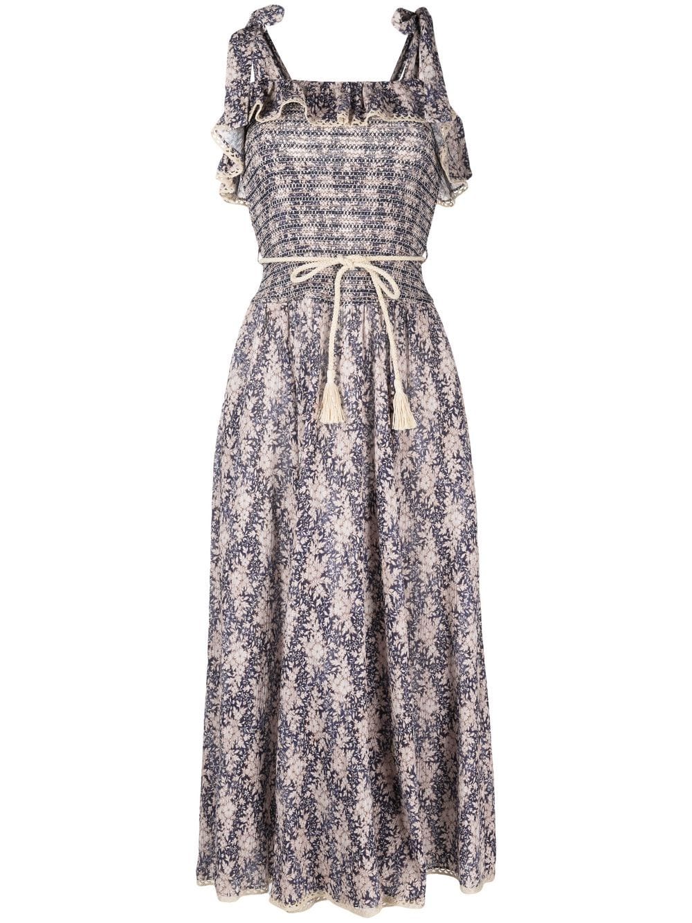 Shop Zimmermann Vitali Midi Dress In Blue