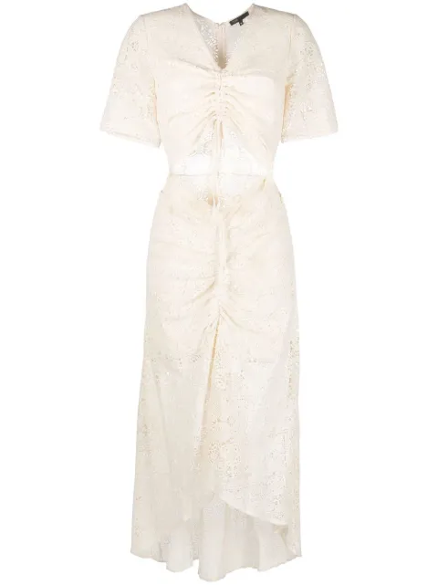 Maje broderie anglaise ruched dress