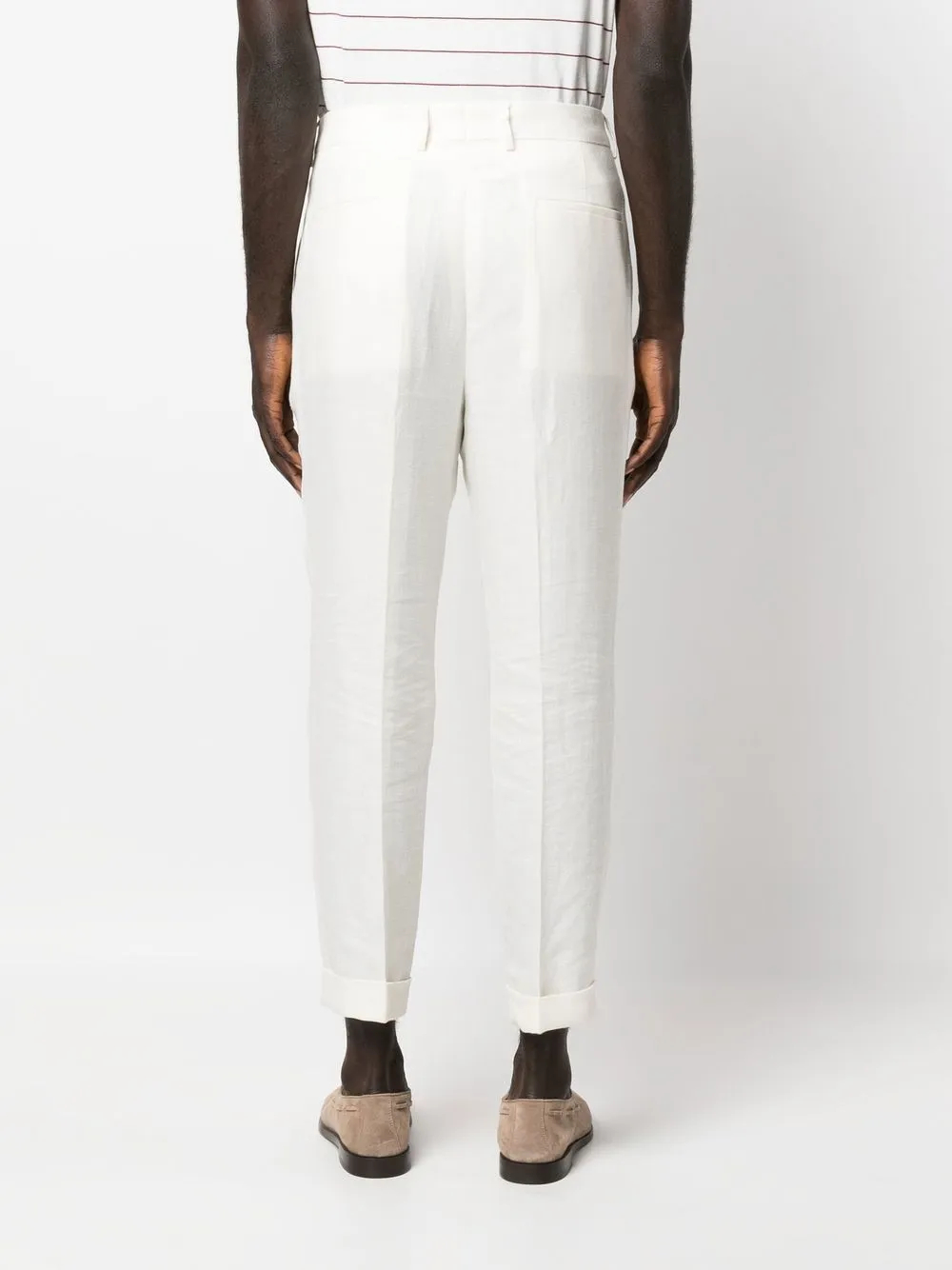 Brunello Cucinelli Ivory-coloured Cotton Tailored Trousers In Weiss