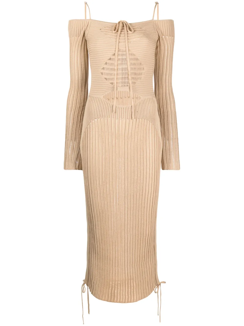 Andreädamo Cut-out Detail Midi Dress In Nude