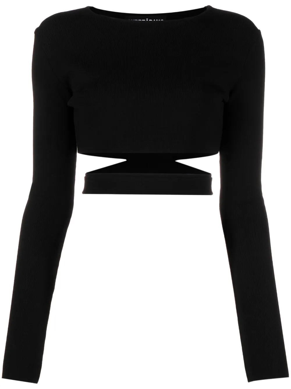 Andreädamo Cut-out Kniited Cropped Top In Black