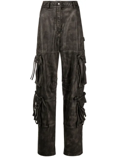 mid-rise cargo leather pants