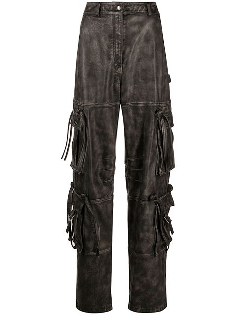 ANDREĀDAMO cargo leather pants