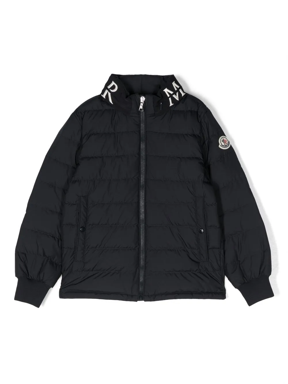 

Moncler Enfant chamarra capitonada con logo bordado - Azul