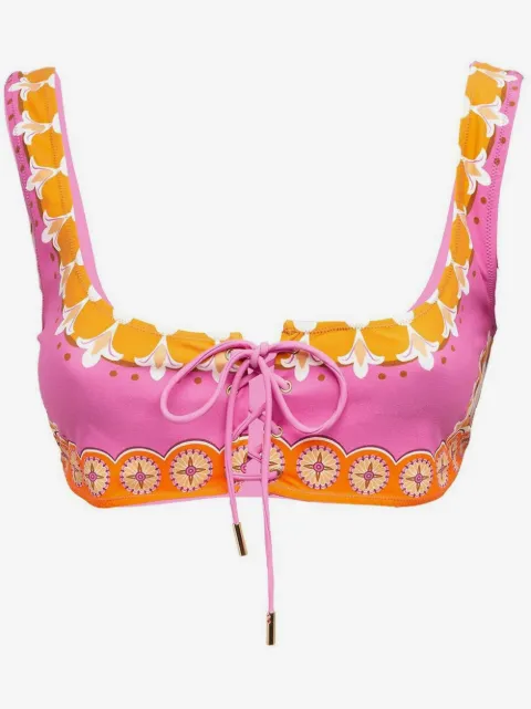 La DoubleJ Sunset printed bikini top