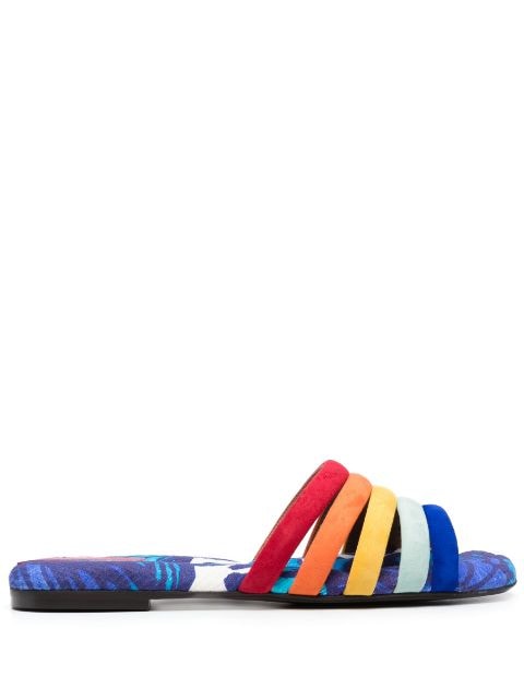 La DoubleJ Tones cotton-chevron slides