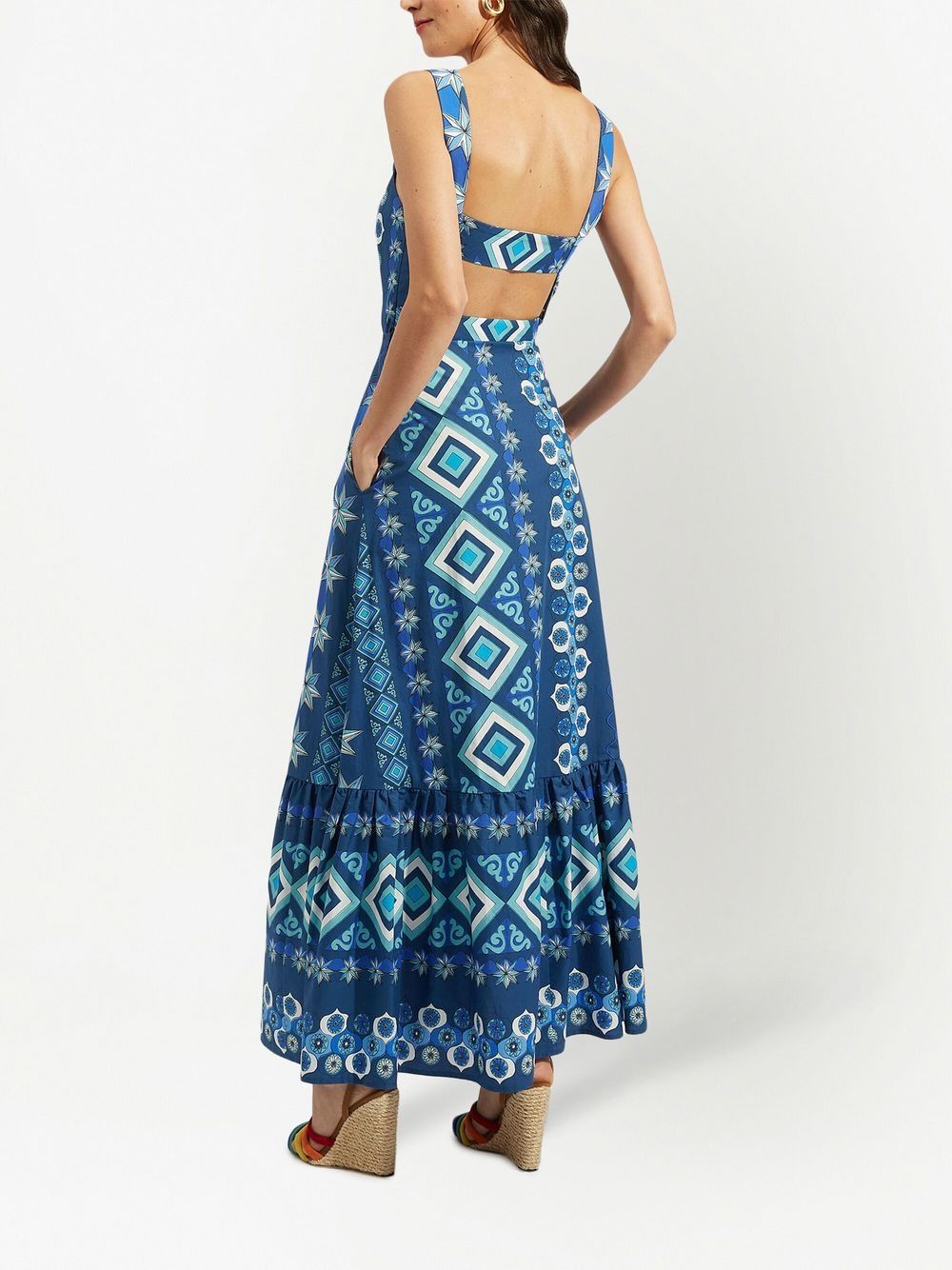 Shop La Doublej Peek-a-boo Graphic-print Dress In Blue
