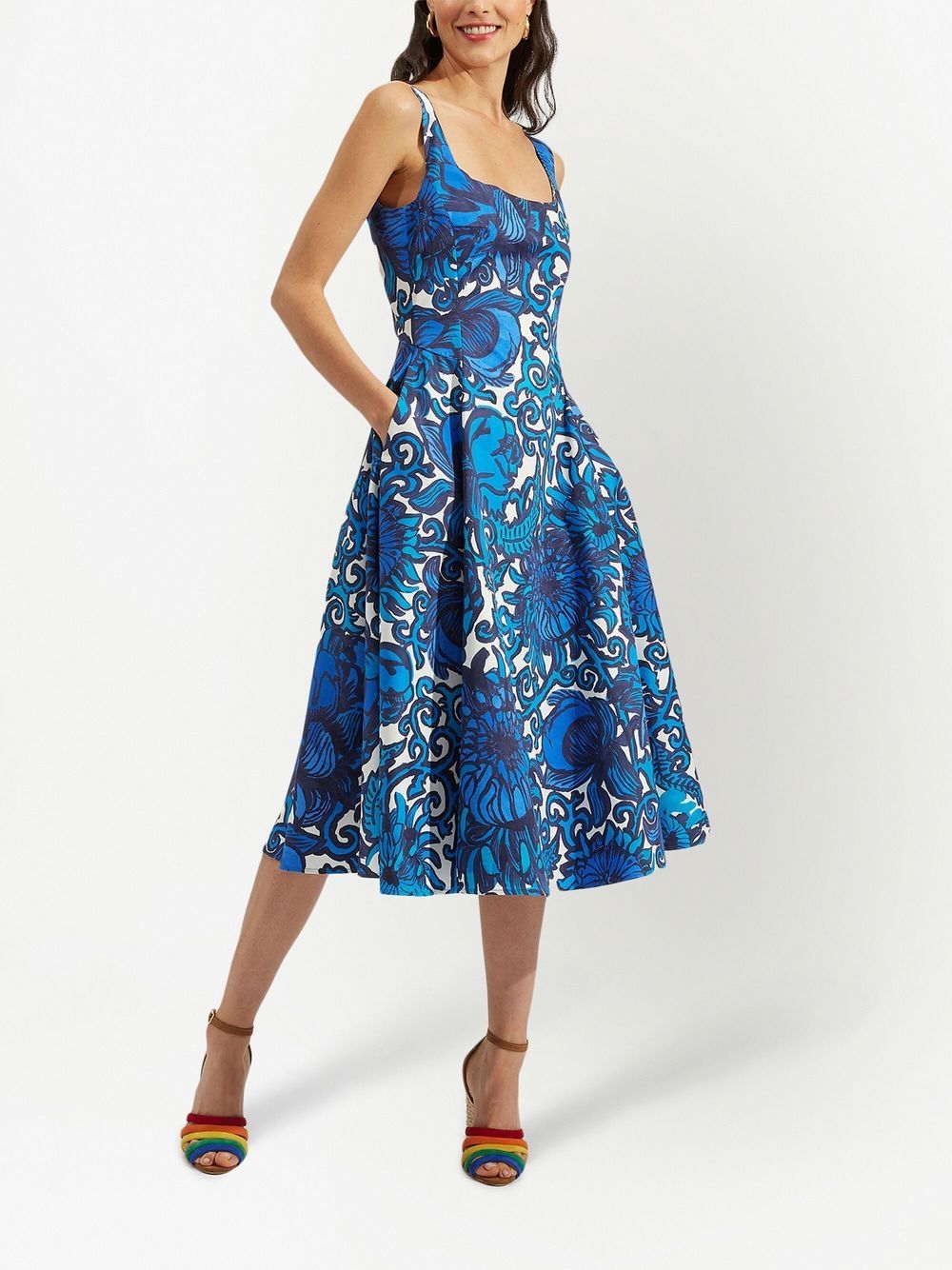 Shop La Doublej Sophia Graphic-print Midi Dress In Blue