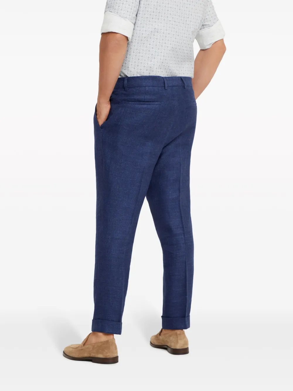 Shop Brunello Cucinelli Cropped Tailored Trousers In Blau