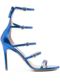 Stuart Weitzman 100mm crystal-buckle metallic sandals - Blue