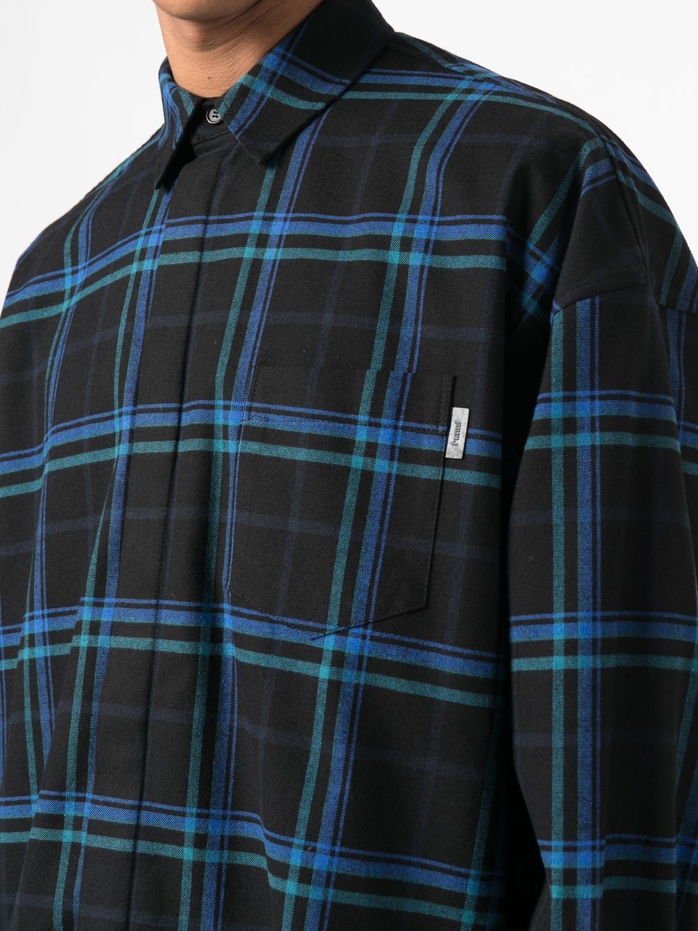 Shop Juunj Checked Chest-pocket Shirt In Blue