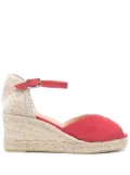 Castañer leather heeled 70mm espadrilles - Red