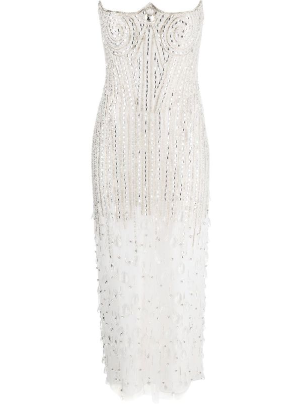 AREA crystal-embellished Strapless Top - Farfetch