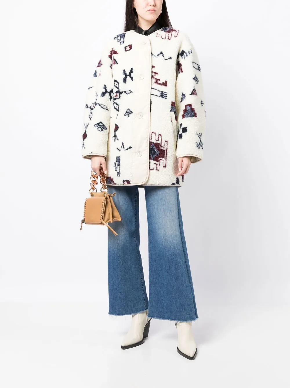 MARANT ÉTOILE Jas van imitatie lamswol - Wit