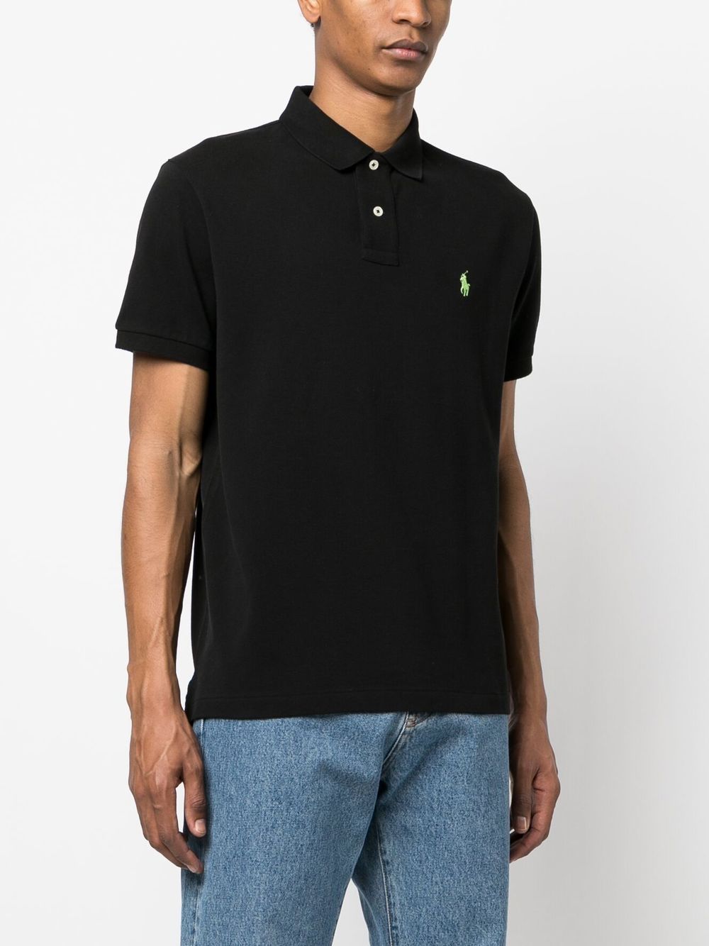 Shop Polo Ralph Lauren Logo-embroidered Polo Shirt In Black