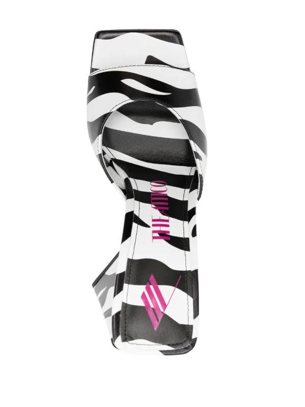 The Attico 115mm Devon zebra-print Sandals | White | FARFETCH VN