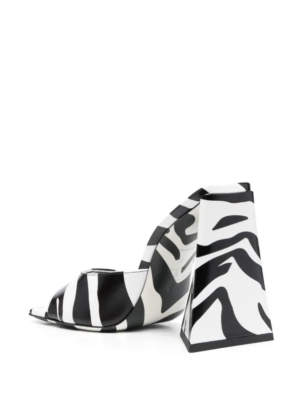 The Attico 115mm Devon zebra-print Sandals | White | FARFETCH VN