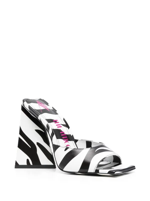 The Attico 115mm Devon zebra-print Sandals | White | FARFETCH JO