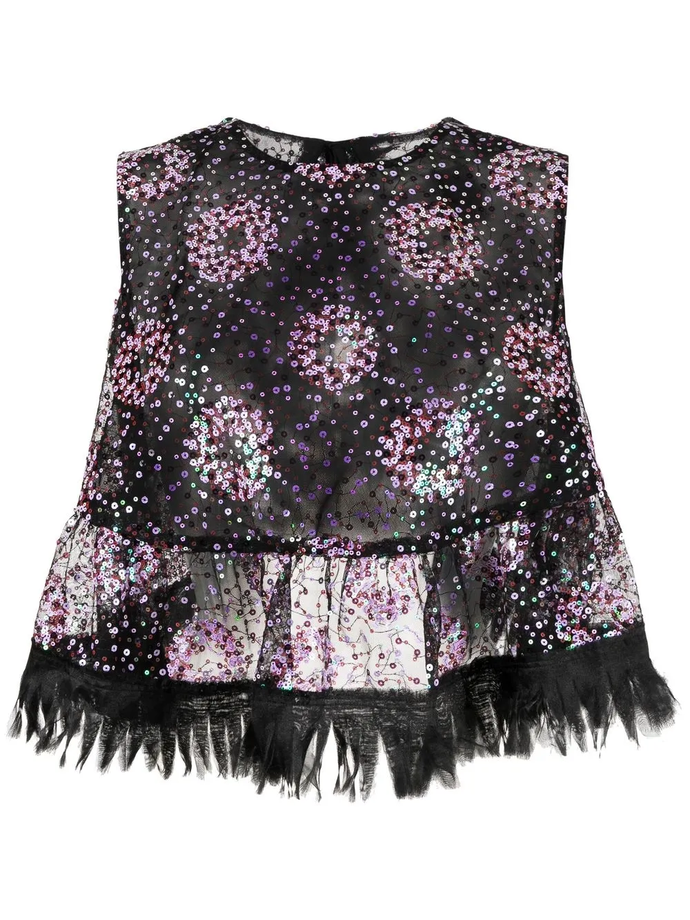 

Anna Sui top bordado con lentejuelas - Negro