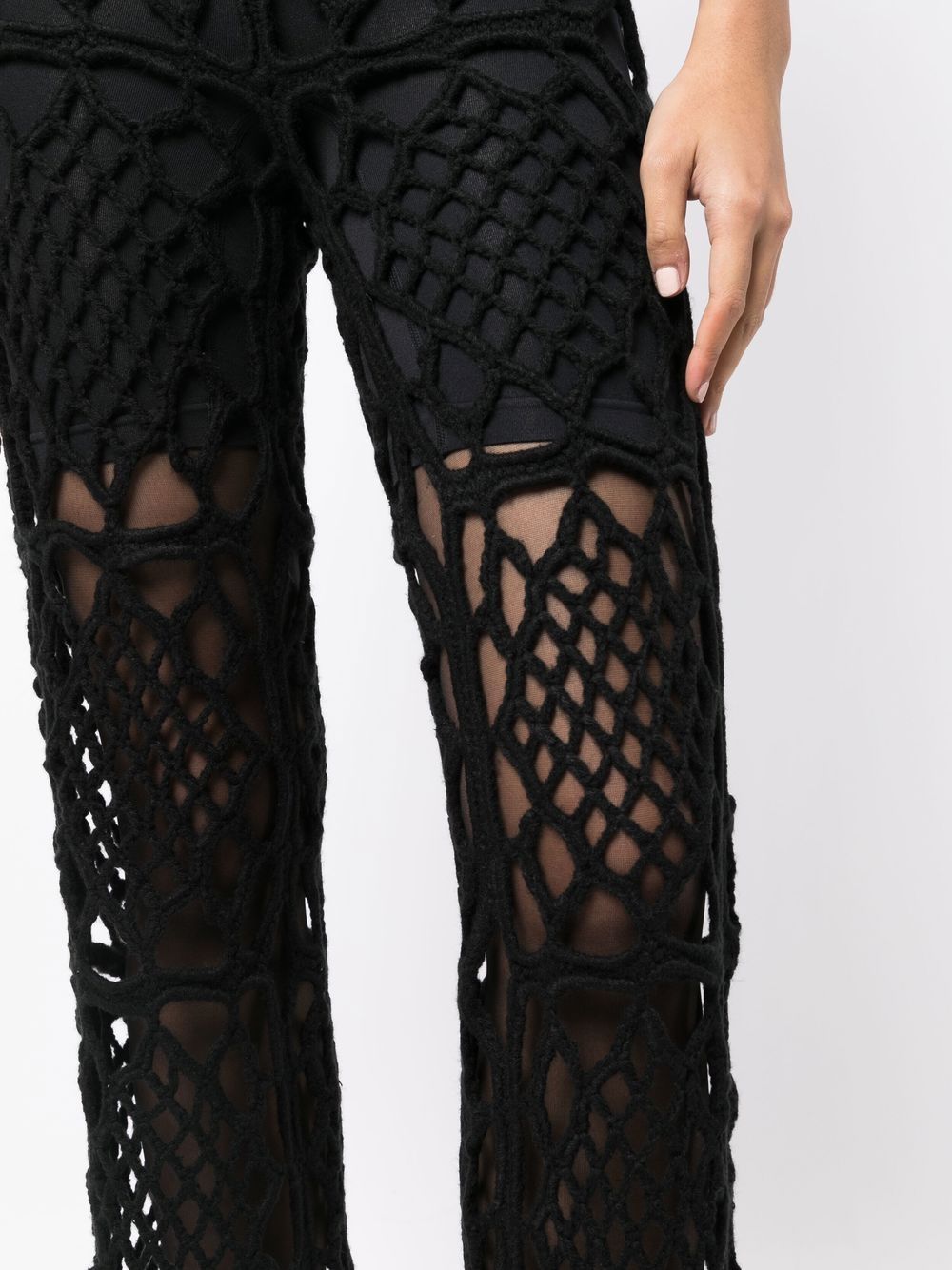 Shop Anna Sui Layered Macramé Trousers In Black