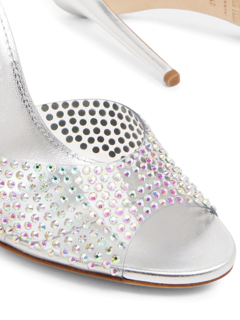 Shop Paris Texas Crystal-embellished High-heel Mules In Silber