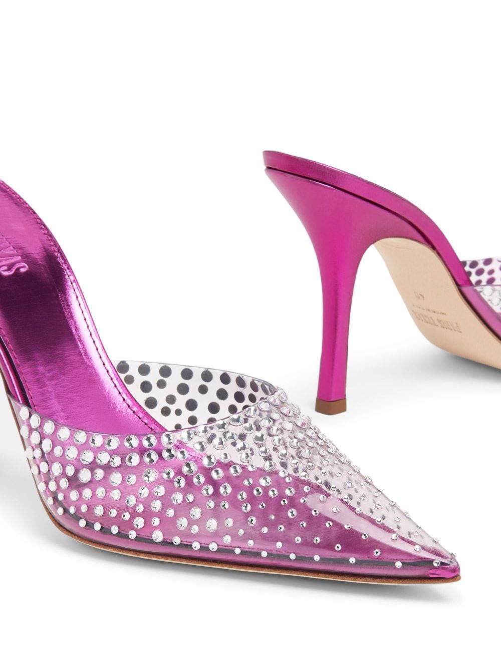 Shop Paris Texas Crystal-embellished Pointed-toe Mules In Rosa