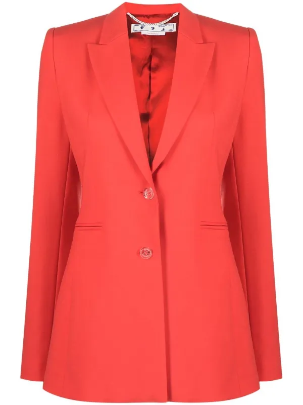 Off-White Notch-lapel Buttoned Blazer in Red