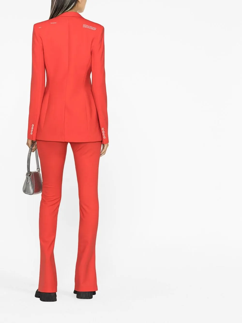 Shop Off-white Notch-lapel Buttoned Blazer In Red