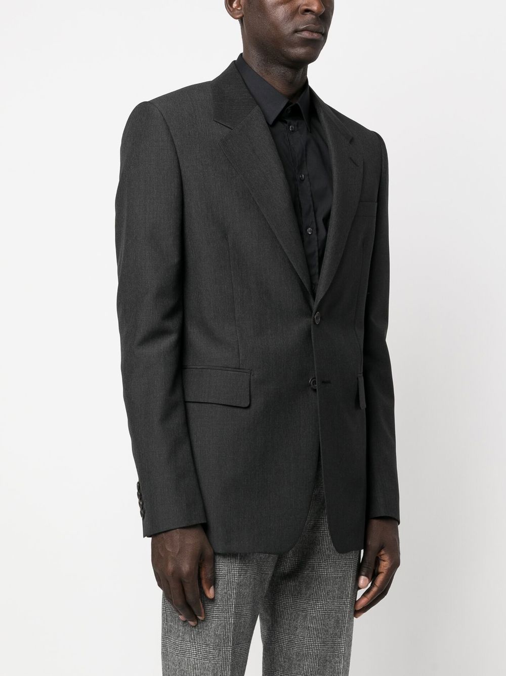 Shop Alexander Mcqueen Single-breasted Wool Blazer In Grey