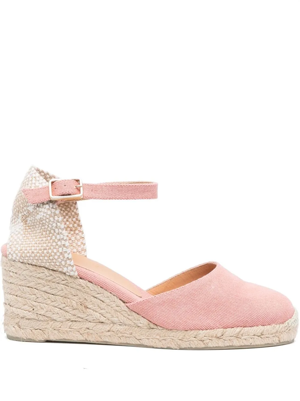 

Castañer leather heeled 70mm espadrilles - Pink