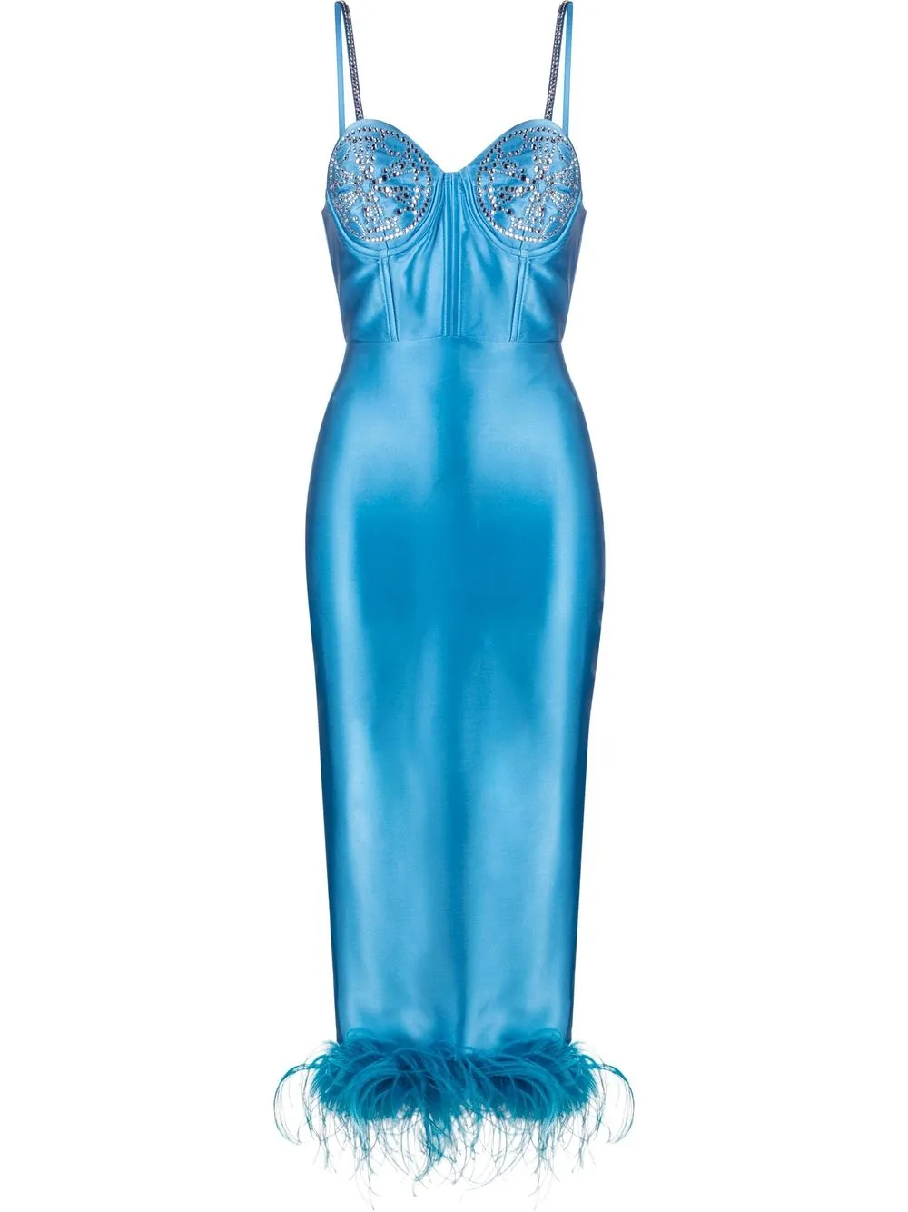 Seen Users Feathertrim Midi Dress In Blue ModeSens