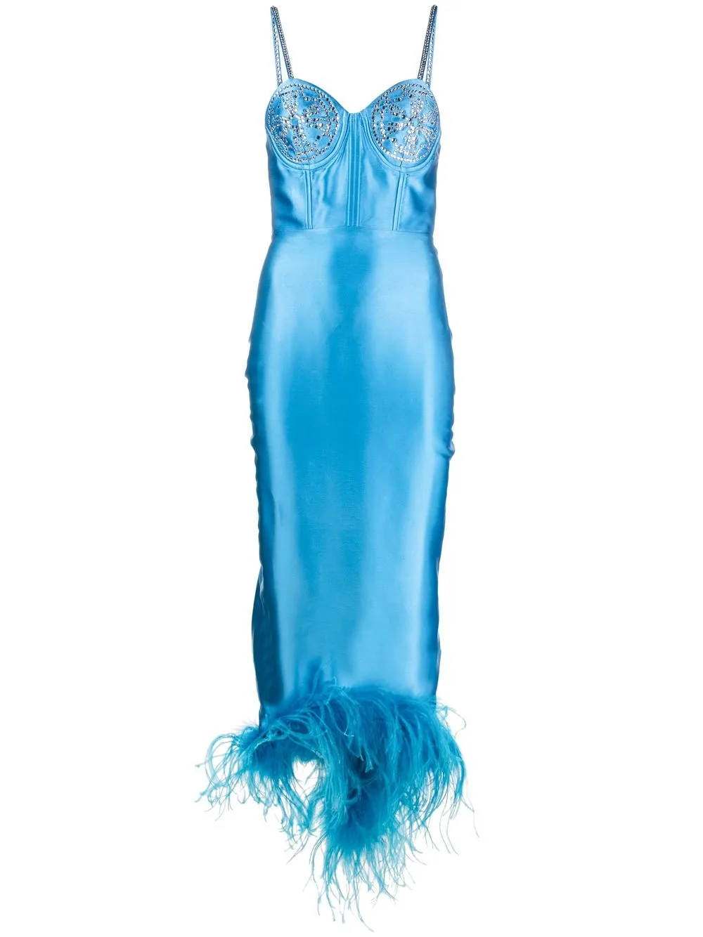 

Seen Users vestido midi con ribete de plumas - Azul
